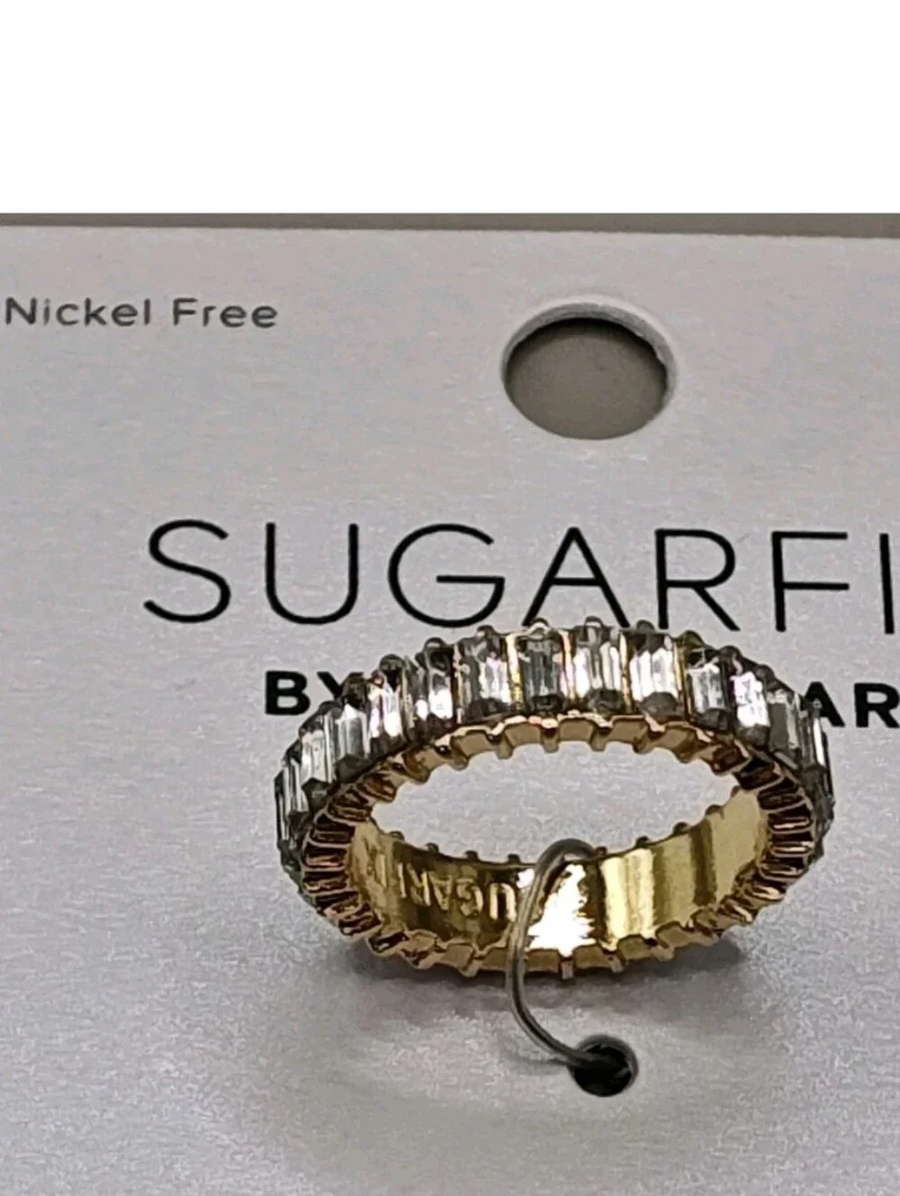 Sugarfix Baublebar Lot of 2 Gold Rings Rope Open Link Rhinestones Gold Tone
